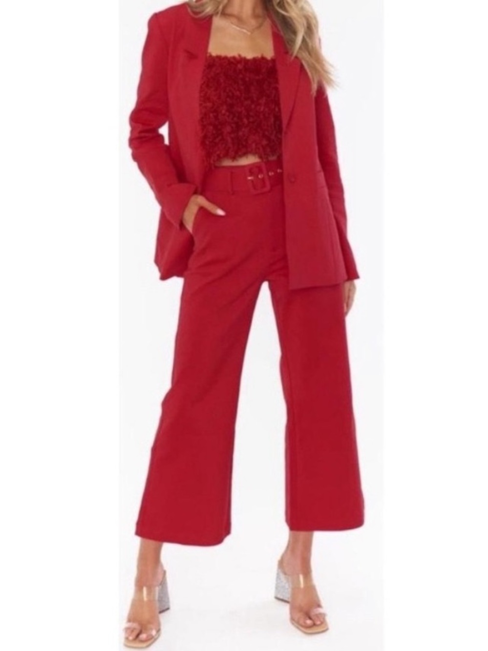 Show Me Your MuMu Crimson Wide-Leg Trousers major blazer & trousers capri XL